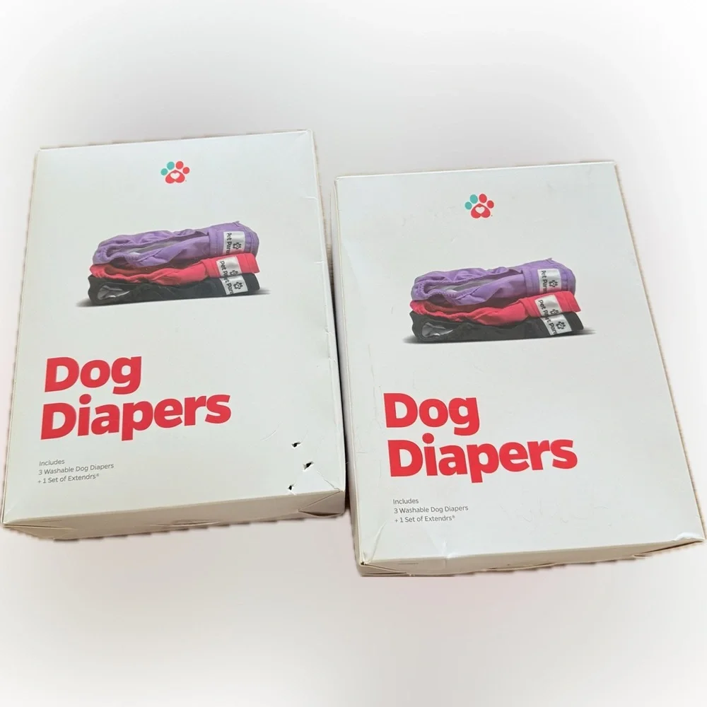 🐕 Lot of 2 Pet Parents Washable Dog Diapers - 3 Pack (Black, Purple, Pink)